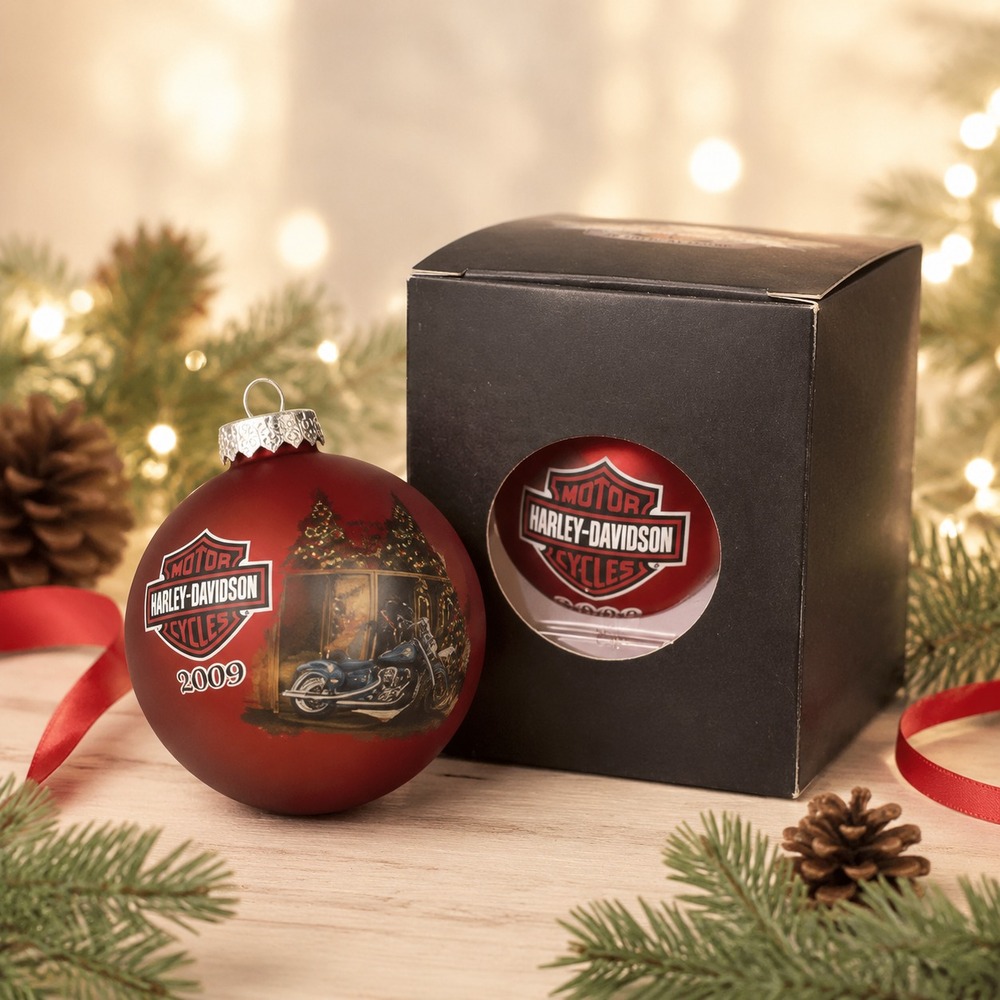 Harley-Davidson 2009 Red Motorcycle Christmas Ball Ornament with Original Box